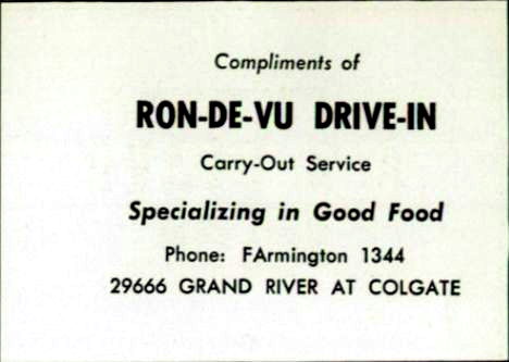 Ron-De-Vu Drive-In - 1960S High School Yearbook Ad